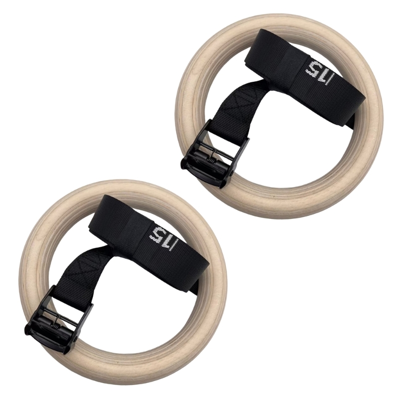 Gymnastic Ring Wood - Anéis ginástica ajustáveis ​​q84c com alça