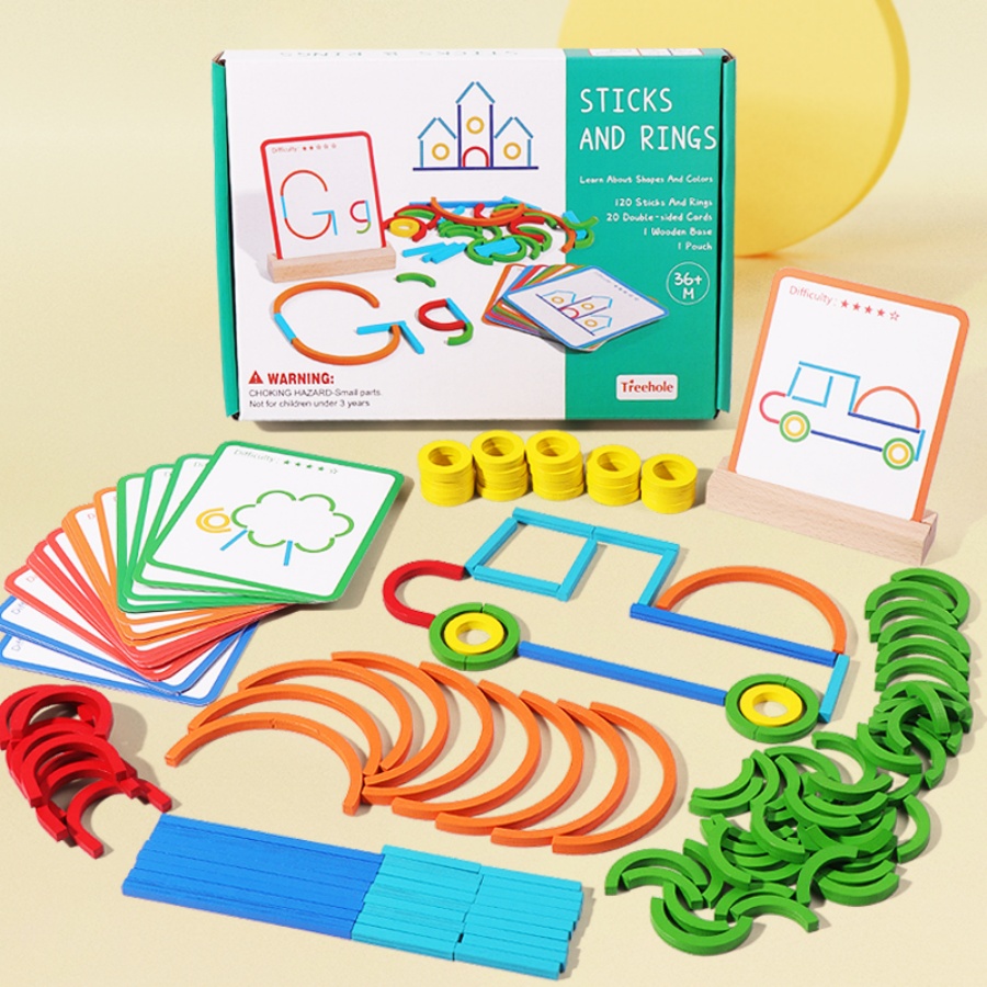 Gymnastic Ring Wood - Brinquedos de quebra-cabeça de educação infantil,