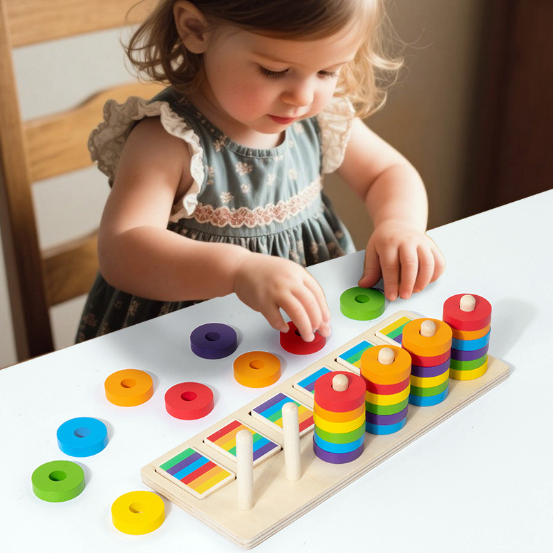 Gymnastic Ring Wood - Jogo de Treinamento de Memória Montessori,